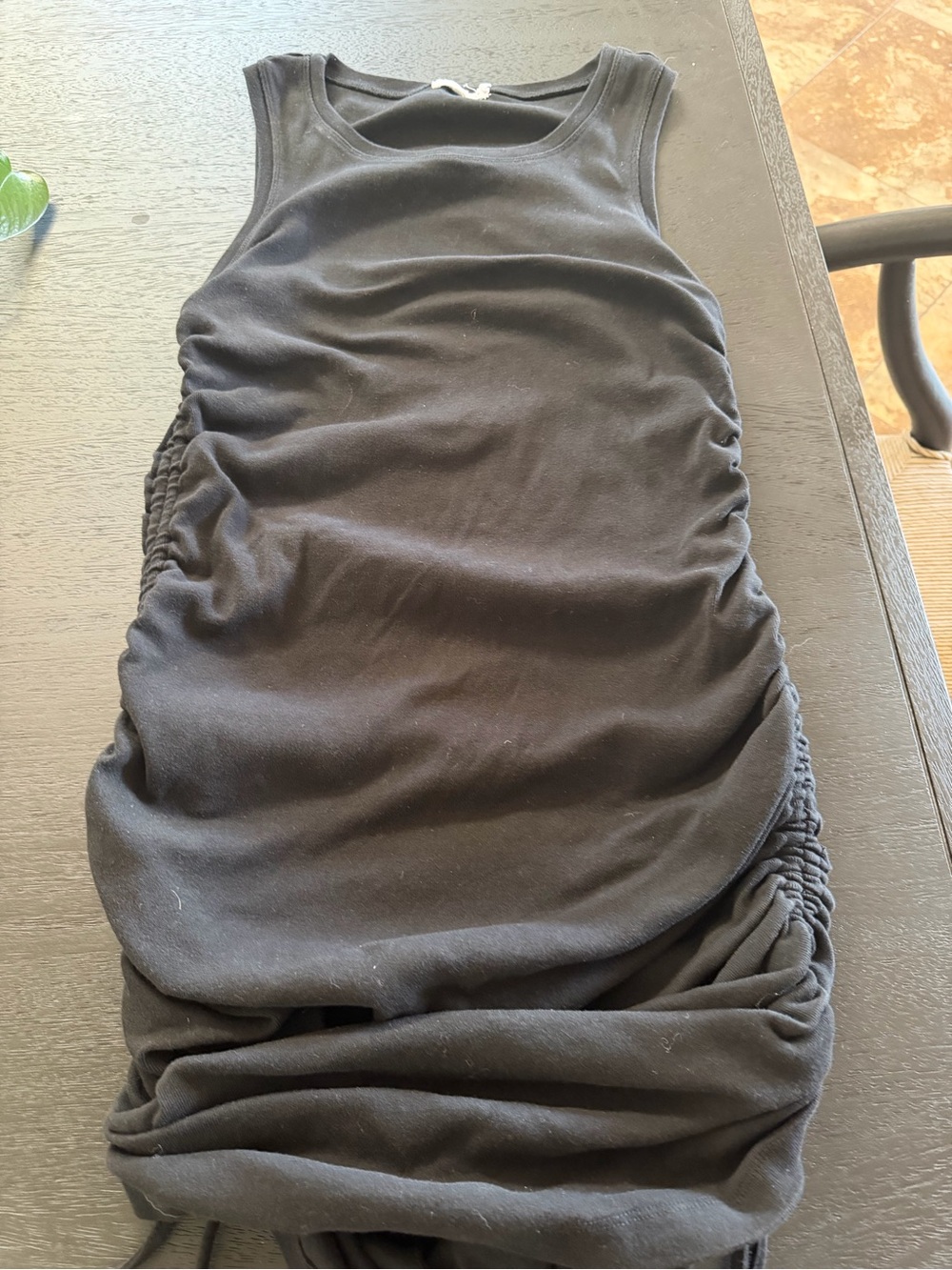 Good American Black Ruched Mini Dress
